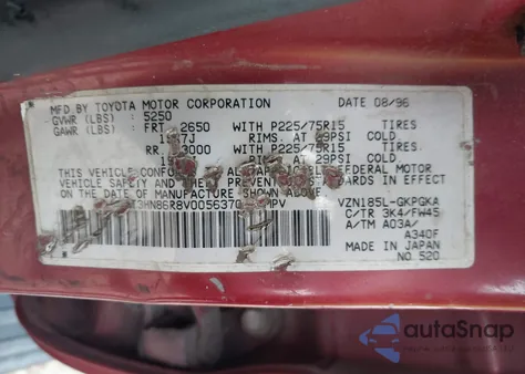 1997 Toyota 4Runner Sr5 V6 z USA, uszkodzony, nr VIN JT3HN86R8V0056370